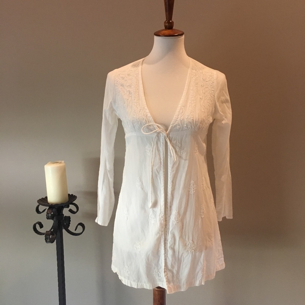 New! 100% cotton embroidered Open tie tunic
